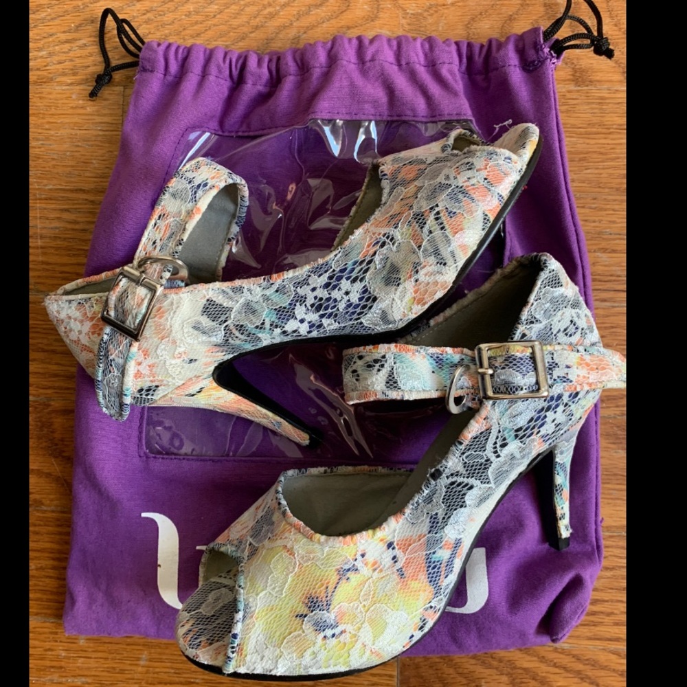 Burju Lace Floral Heels